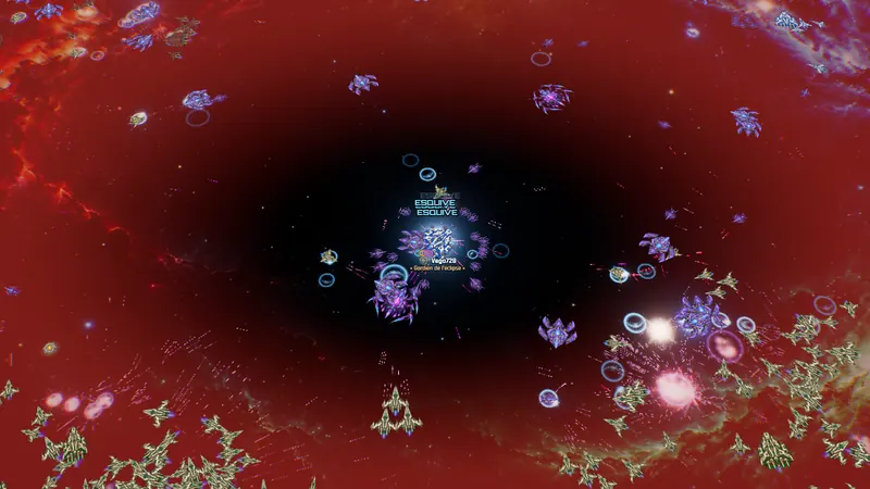 Capture du jeu : bataille massive au cœur du Nexus entre essaims Vael et pilotes de faction